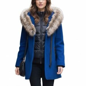 Attitude Faux Fur Trimmed Winter Parka with Faux Puffer Jacket Liner Size 6